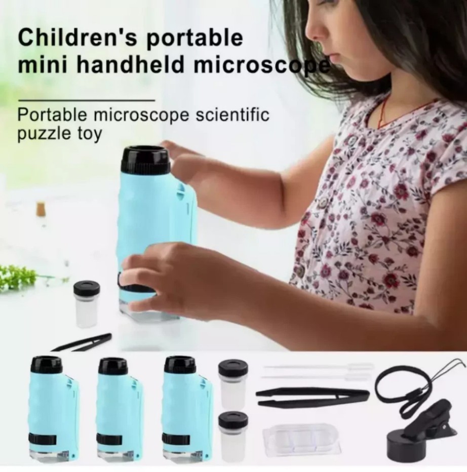 Mini Microscope for Kids, Portable Microscope, LED Lighting Small Handheld*--/*