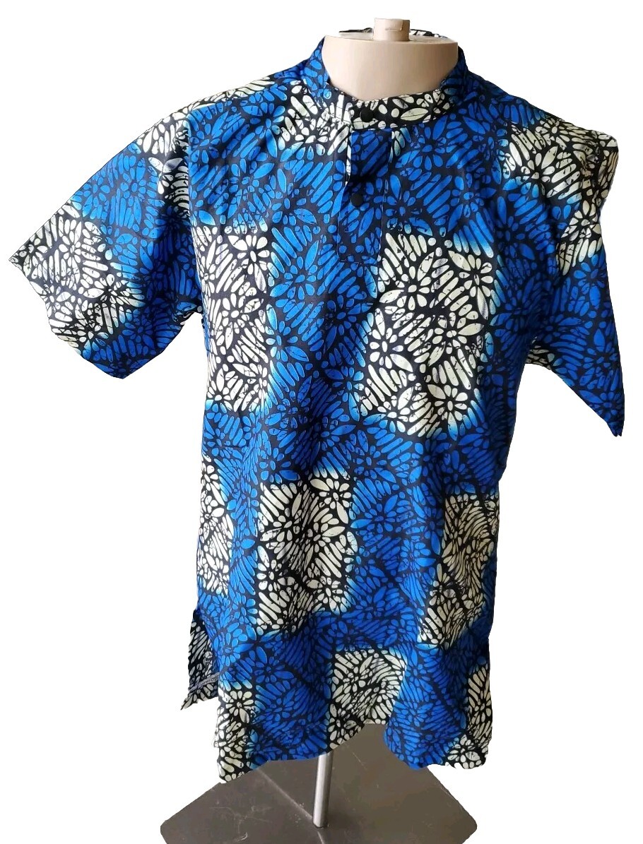 MEN AND YOUTHS SHIRT ANKARA TOP AFRICAN PRINT WITH SHORT SLEEVES. CHEST 47 INCH