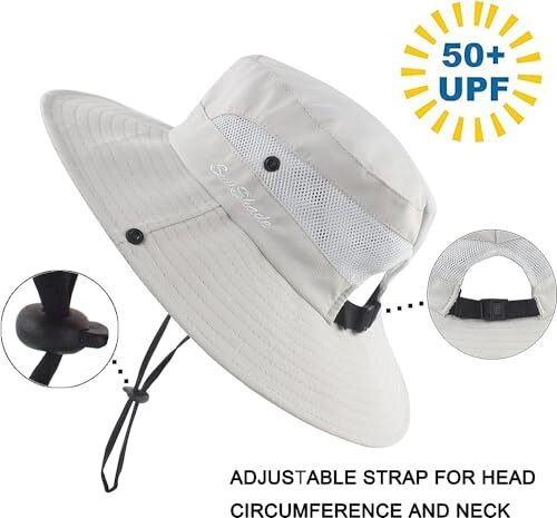 Womens Summer Sun Hat Beach Hat Wide Brim Outdoor UV Medium Solid Beige