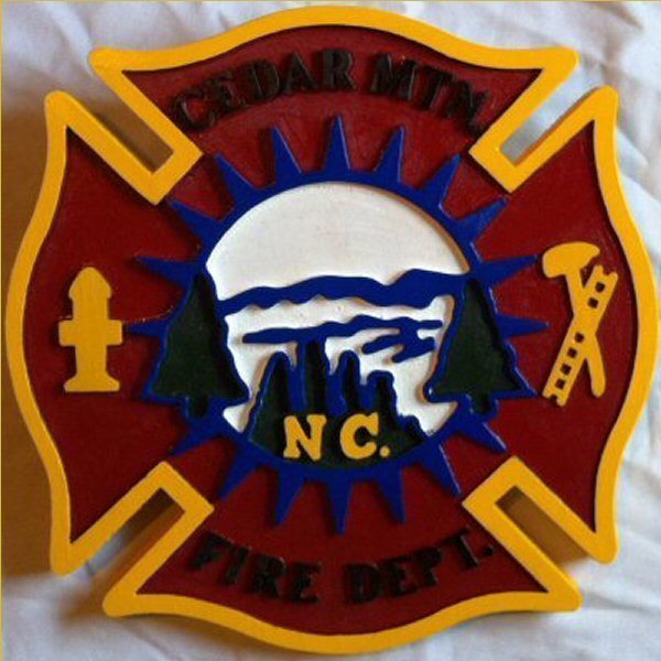 Fire Department Cedar Mountain 3D routed carved  plaque wood sign