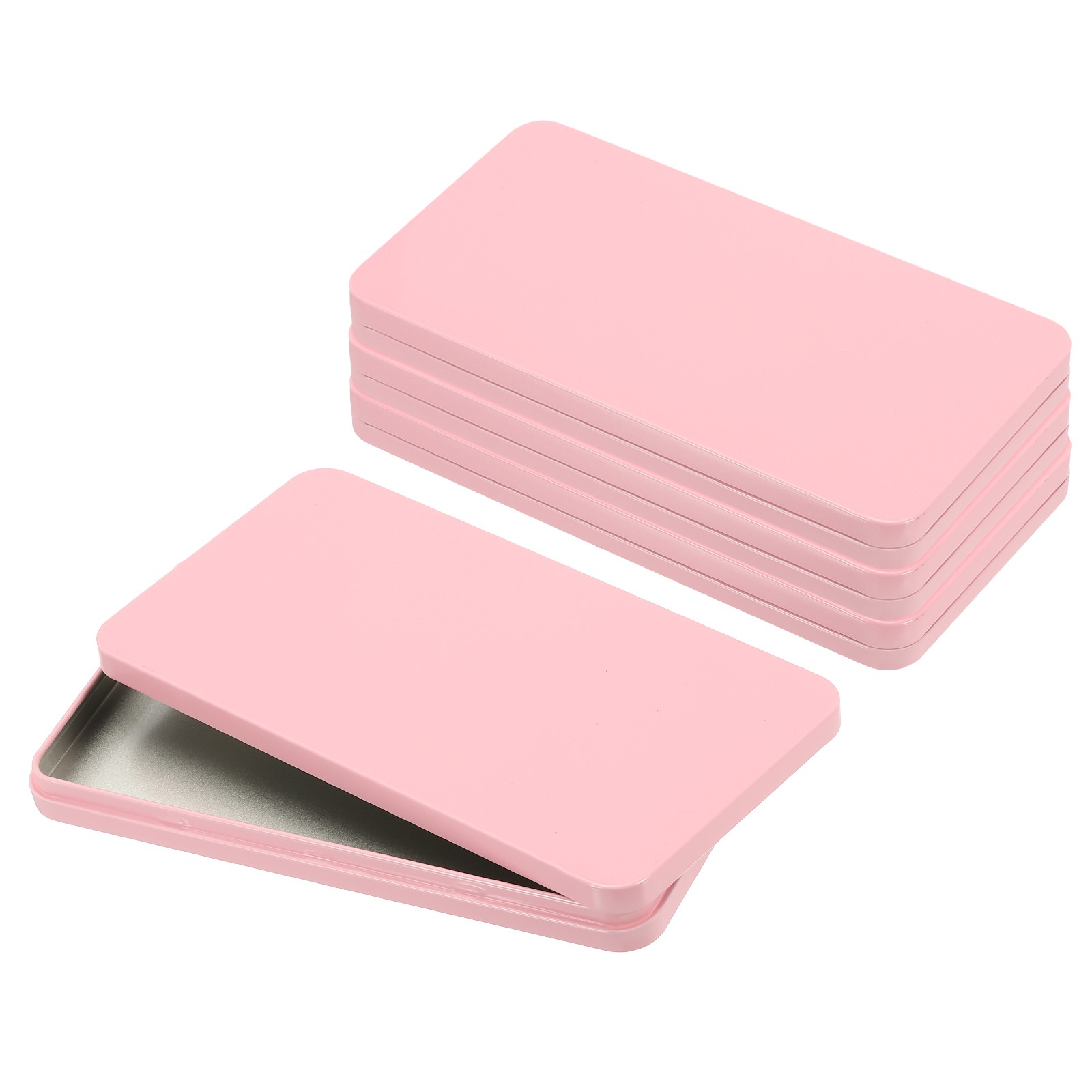 Small Cash Box, 4 Pcs Money Holder Metal Tin Box Cash Tray Organizer, Pink