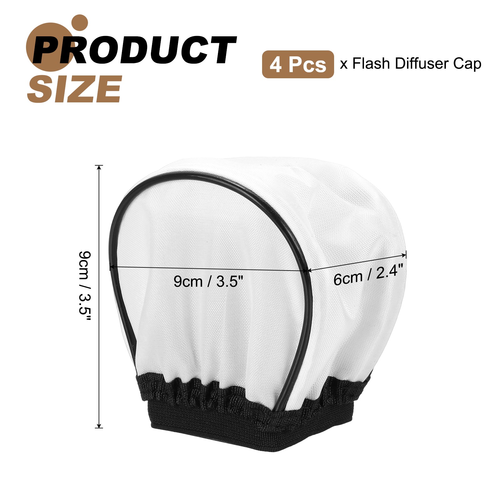 4pcs 3.5" x 2.4" Soft Mini Flash Bounce Diffuser Cap, for Flashlight, White