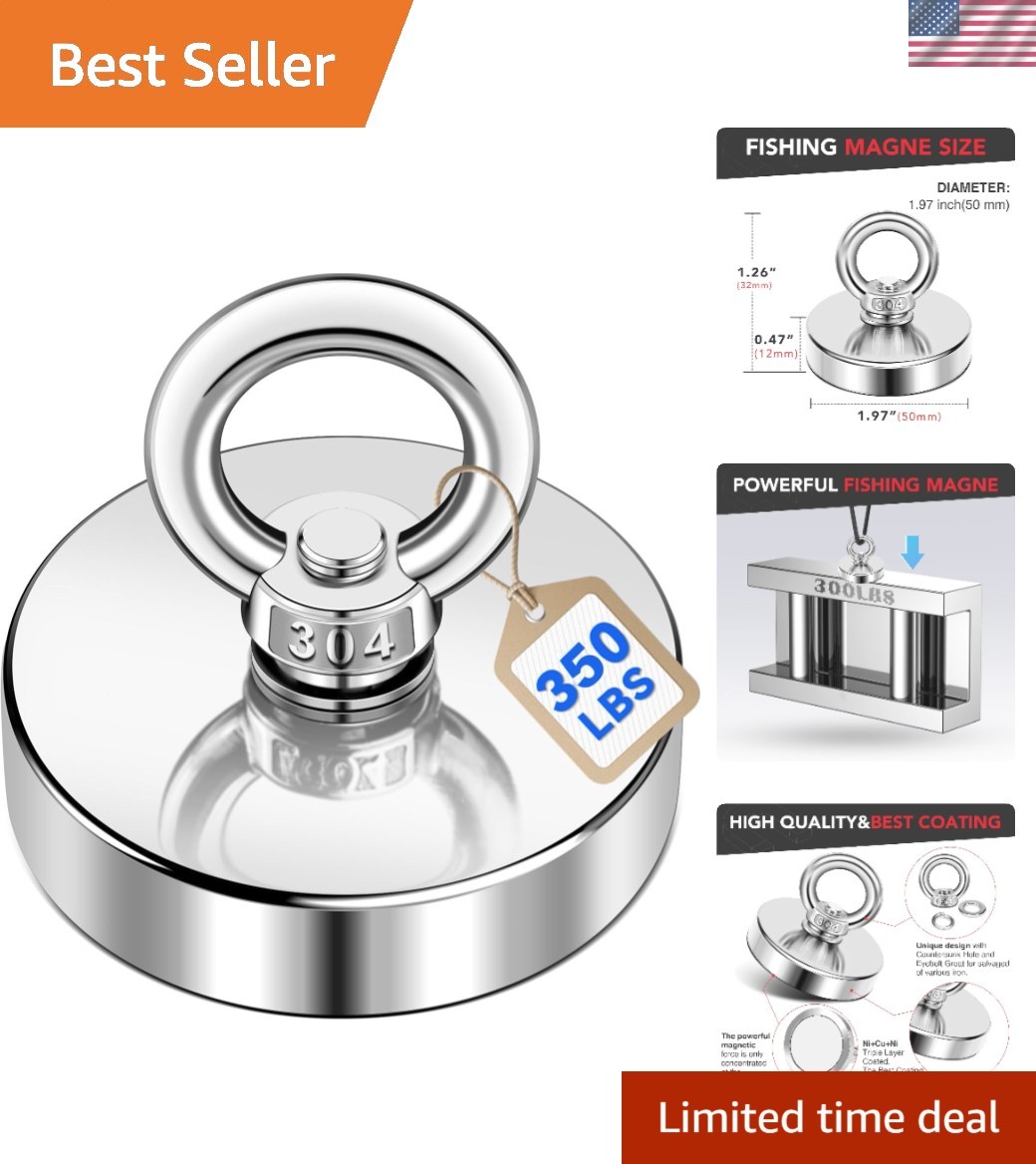 350 lb Neodymium Magnet with Countersunk Hole for Strong Retrieval Power