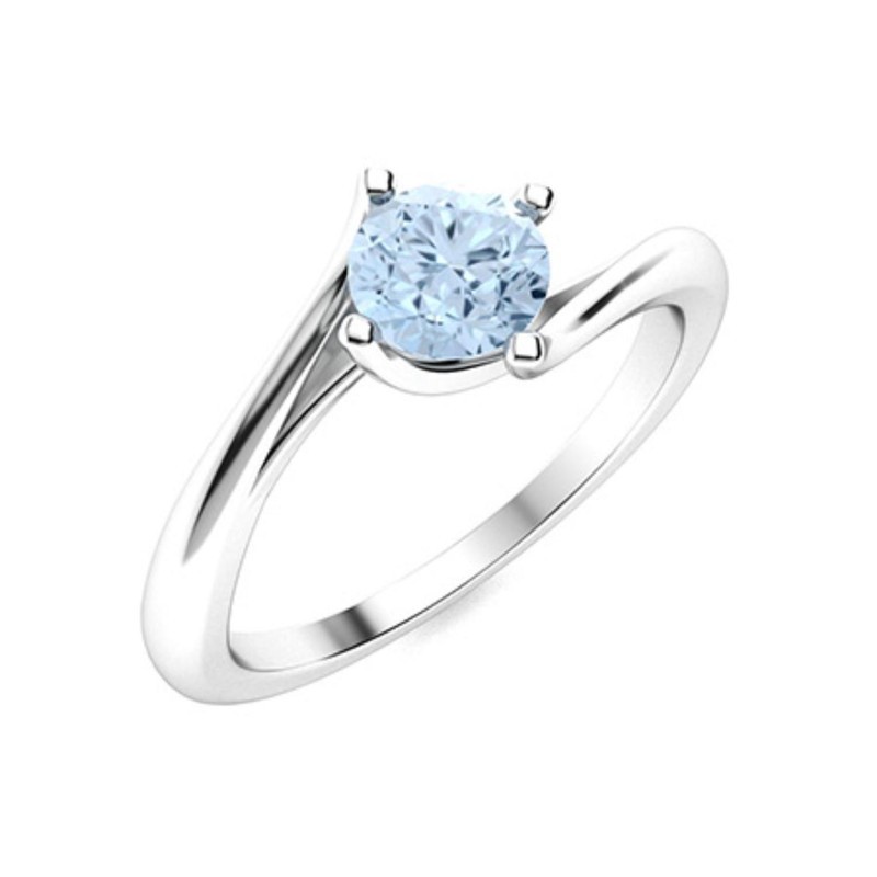 Sterling Silver Crown Chakra Aquamarine Stone Solitaire Mother Ring Jewelry