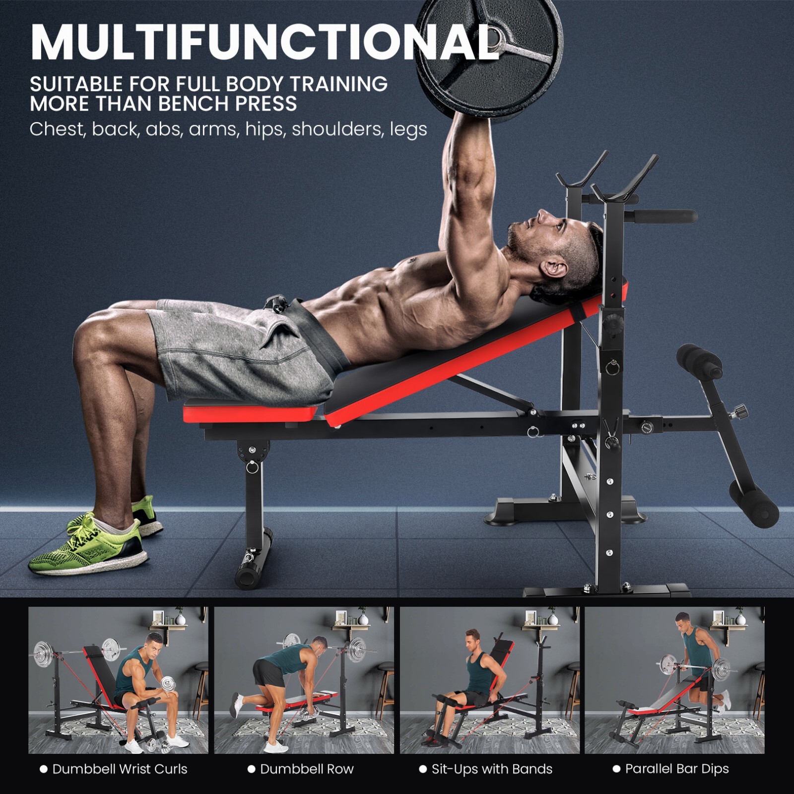 600lbs Weight Bench Set with Squat Rack Foldable Adjustable Bench Press Set NEW!