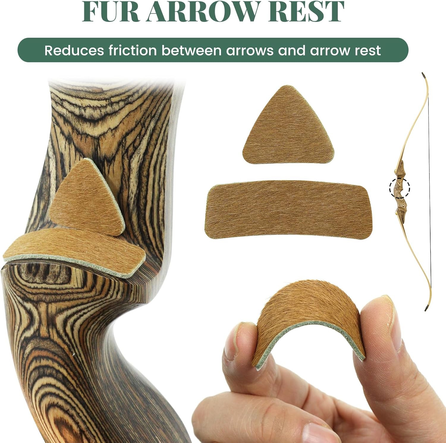Oubert Archery Bow String Silencers Kit Fur Bow Arrow Rest Leather Bow Limb Sile