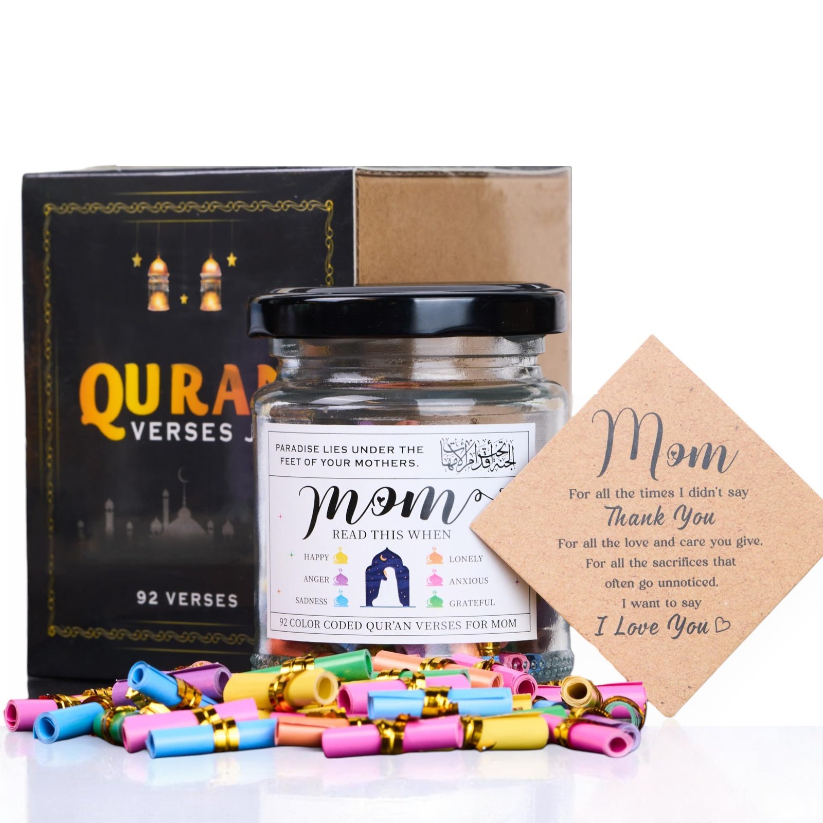 SOLMAMZ Quran Verses Jar for Mom – 92 Inspirational