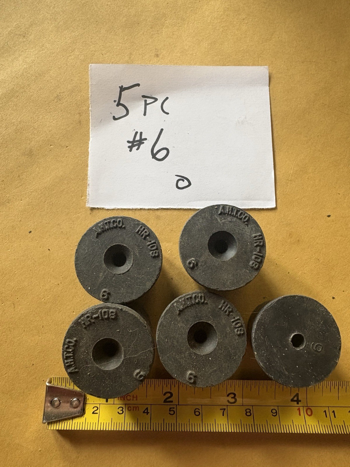 5 Pc # 6. 1 Hole RUBBER LABORATORY STOPPER Black Rubber Bung Cap for Lab Glass
