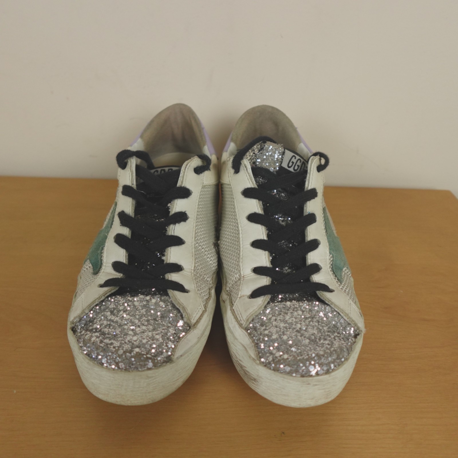 Golden Goose Superstar Glitter Sneakers Womens 38 EU 8 US Leather Mesh