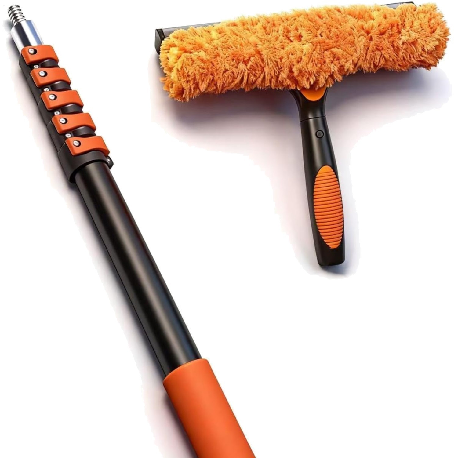 30FT High Window Cleaning Kit, 5-24 FT Telescoping Extension Pole with Dual A...