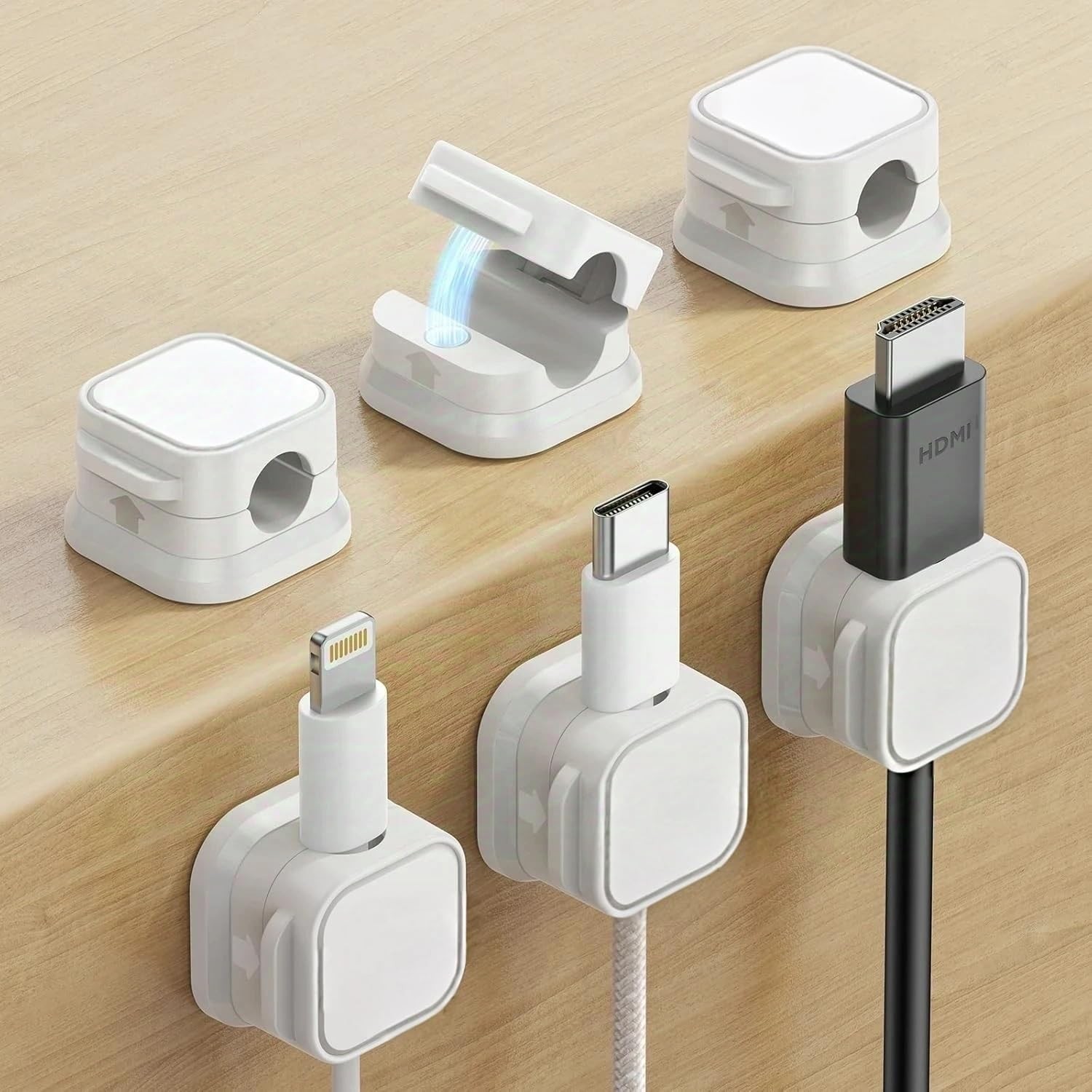 6 Pack Magnetic Cord Organizer,Desk Cable Management Clips, Charger Wire Orga...