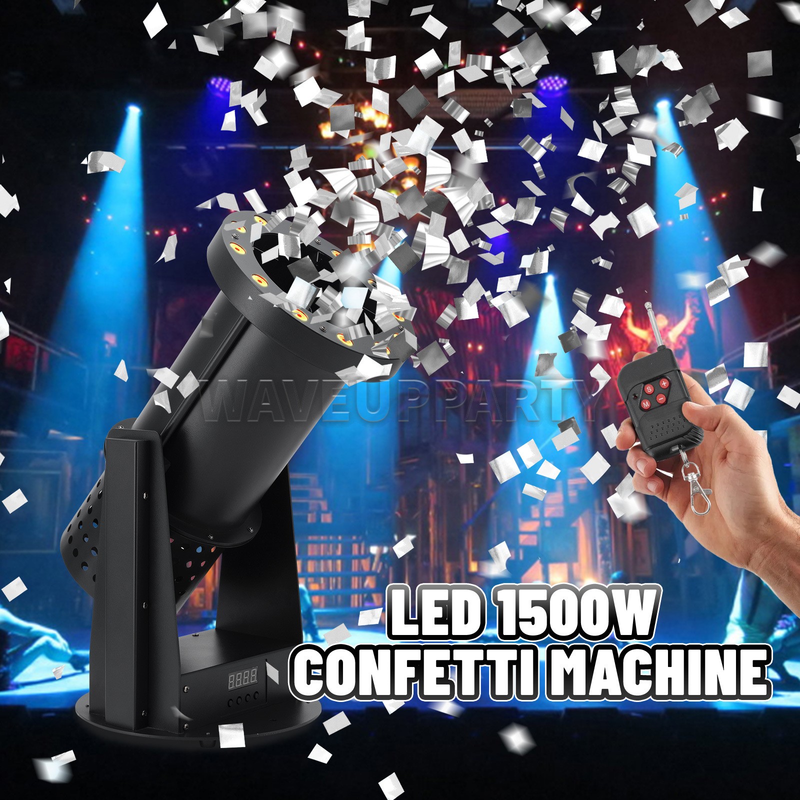 PAIDUN 1500W LED Electric Confetti Machine Cannon DJ Disco Bar Wedding Birthday