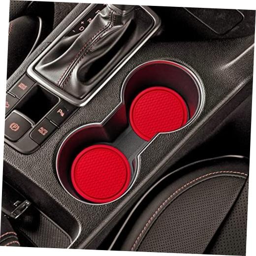 OBVIS 4 Pack RED Universal Car Cup Holder Coasters Anti Slip Liquid Spill