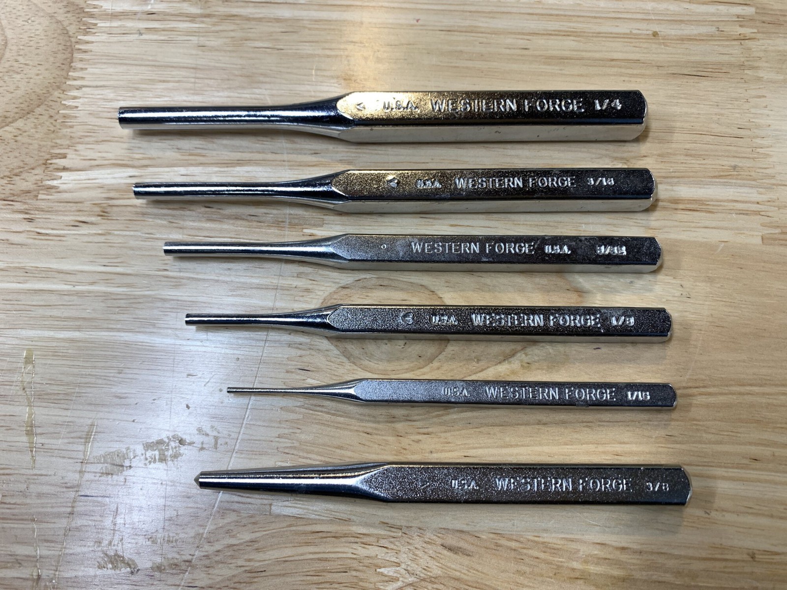 Lot of 6 Rare Western Forge Pin/Center Punches Vintage USA made New Old Stock WF