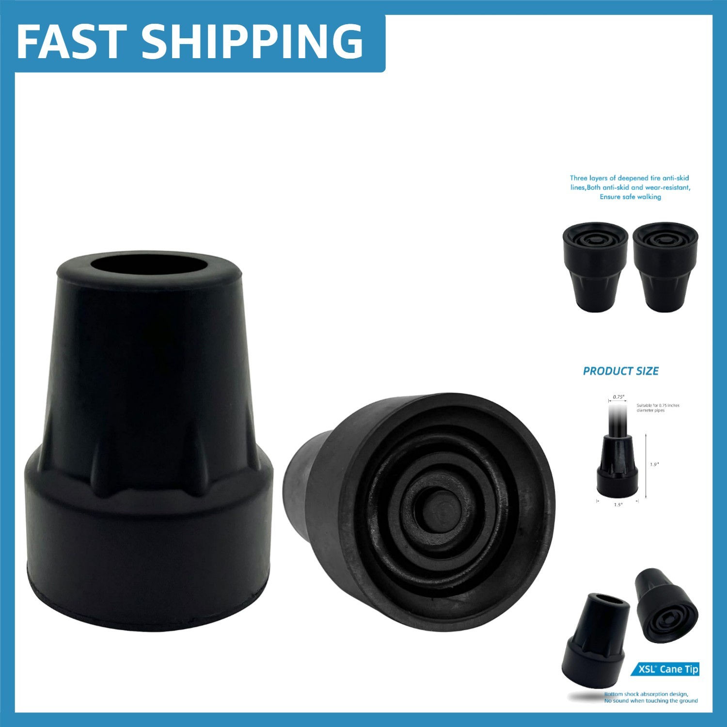 Reliable Replacement Tips for 3/4 Inch Canes - Skid-Resistant & Easy to Install