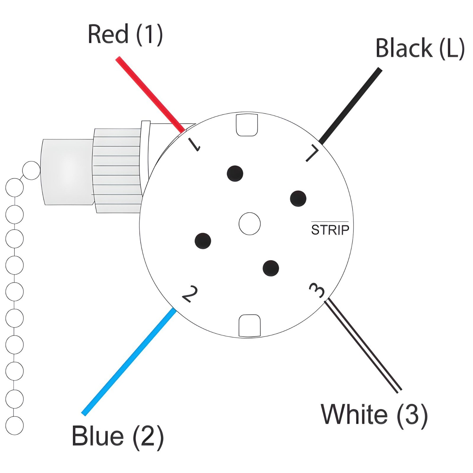 Zing Ear ZE-208S 3 Speed 4 Wire Ceiling Fan Pull Chain Switch Replacement Nickel