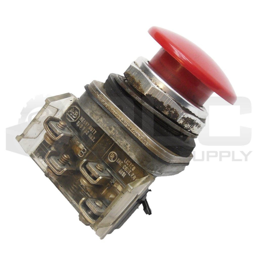 ALLEN BRADLEY 800T-D2 /N RED MUSHROOM HEAD PUSH BUTTON W/ 800T-XA CONTACT BLOCK