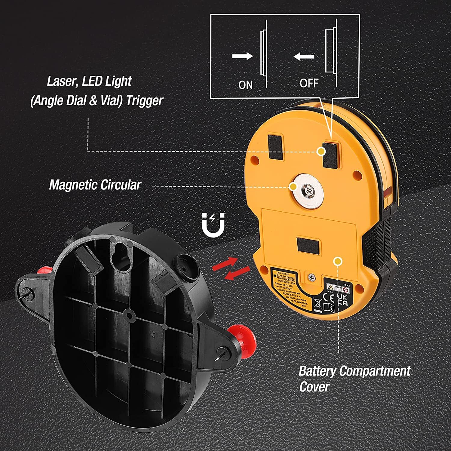 PREXISO Multi Surface Laser Level 30Ft Horizontal Vertical Line Laser Mount Base