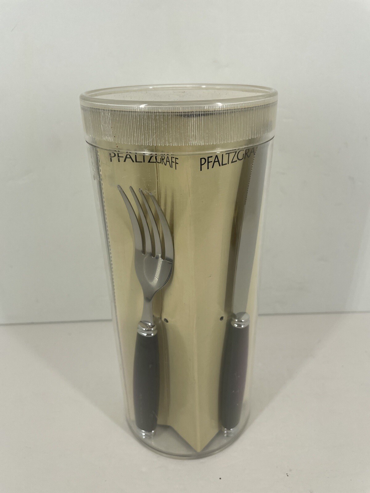 VTG 1998 Pfaltzgraff Maxum Stainless Flatware 20pc Ser Complete Open Box Black