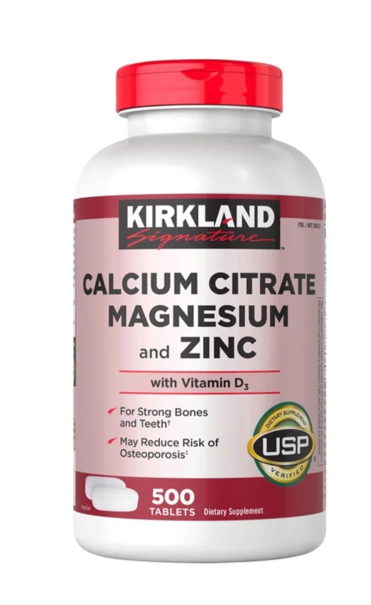 Kirkland Signature Calcium Citrate, Magnesium and Zinc, 500 Tablets EXP 08/2028