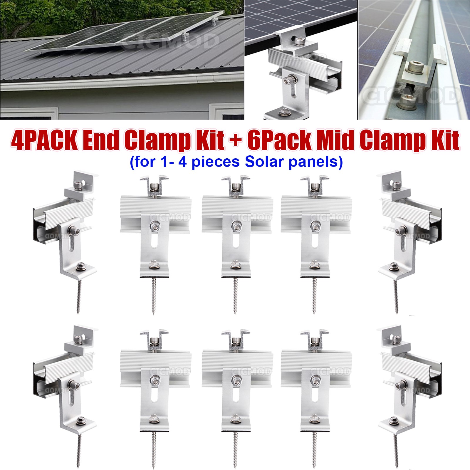 Roof Adjustable Solar Panel Mounting Brackets Kit System for 1-4PCS Solar Panels