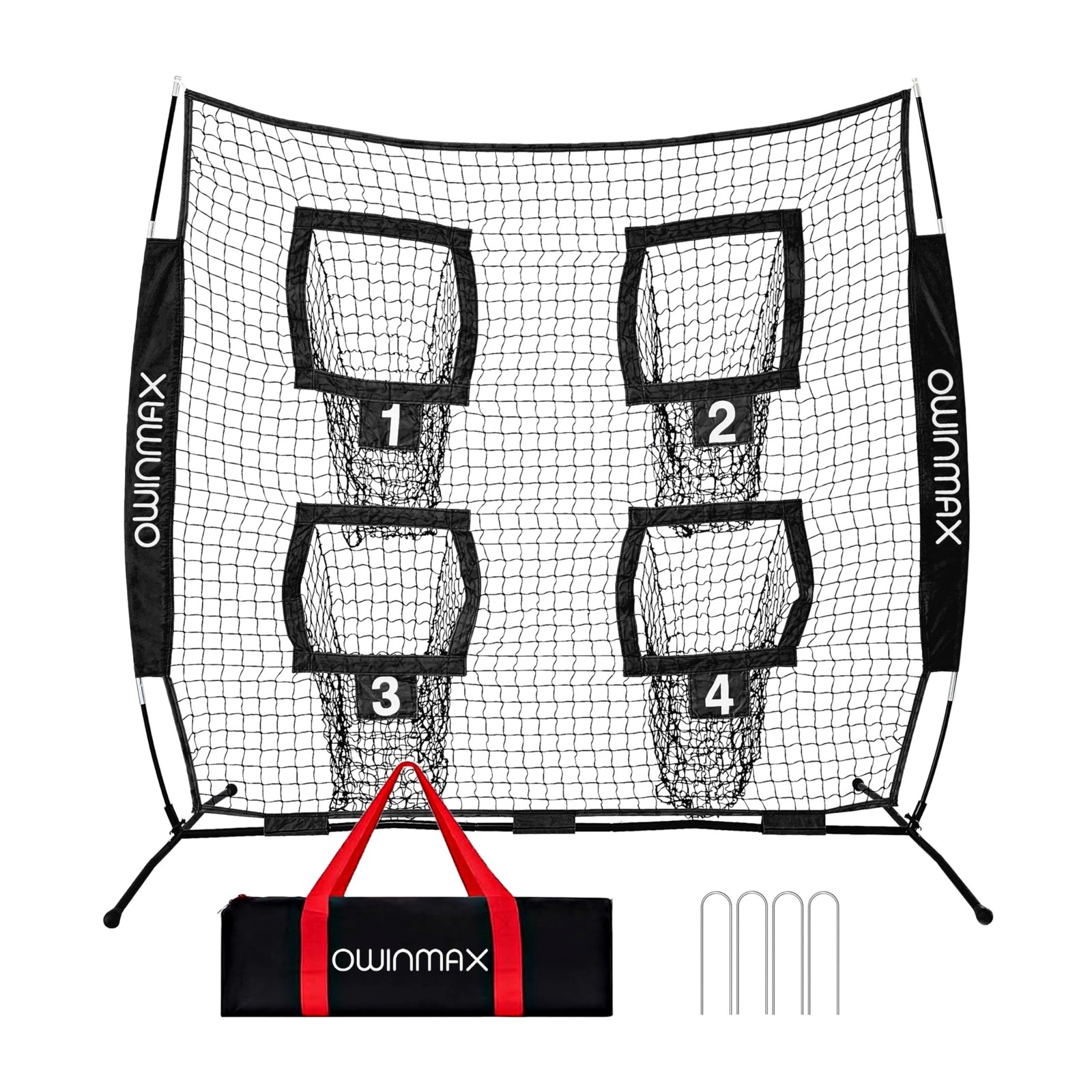 6x6 ft Football Trainer Throwing Net, Training Target Practice with 4 Targets...