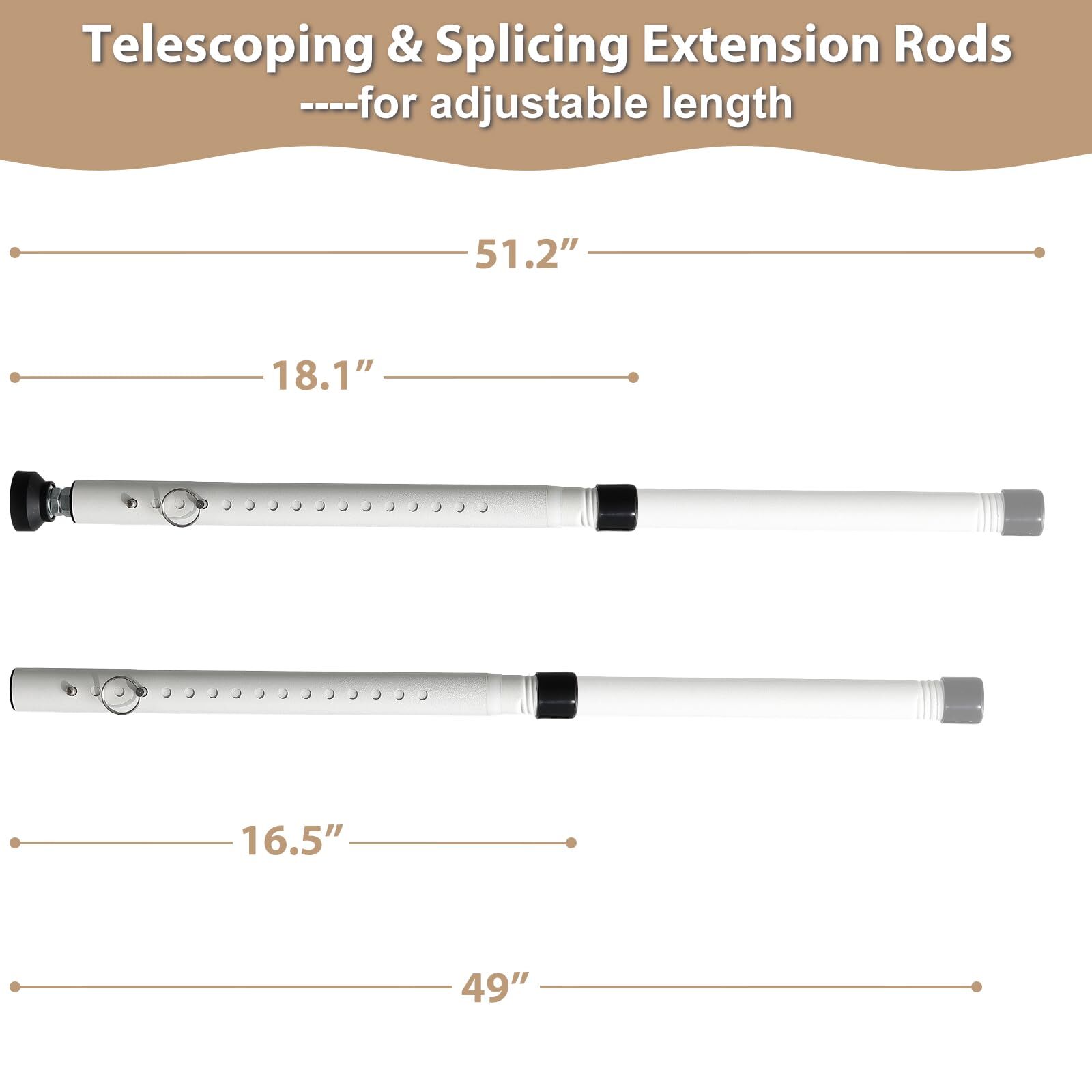 Sliding Door Security Bar 2 Pack 16.5" to 51.2" Window Security Bar Adjustabl...