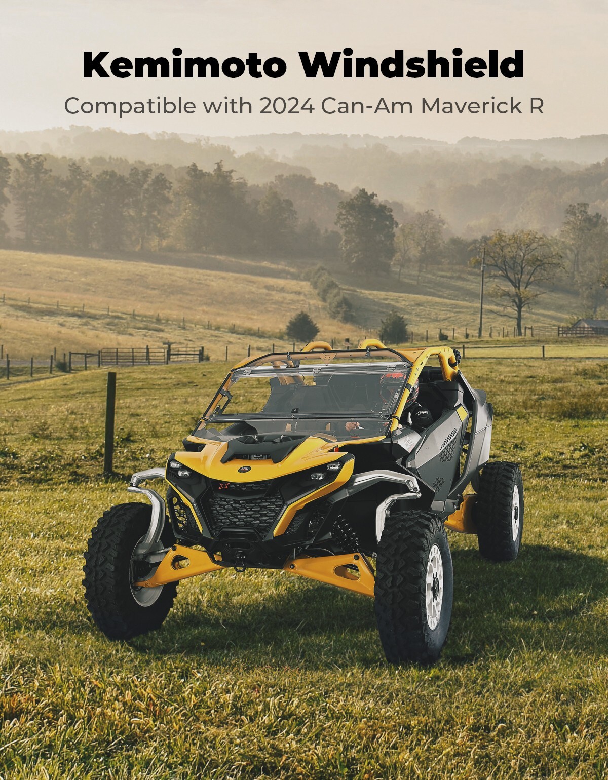 UTV Flip Windshield Scratch Resistant for Can Am Maverick R / Max 2024-2025