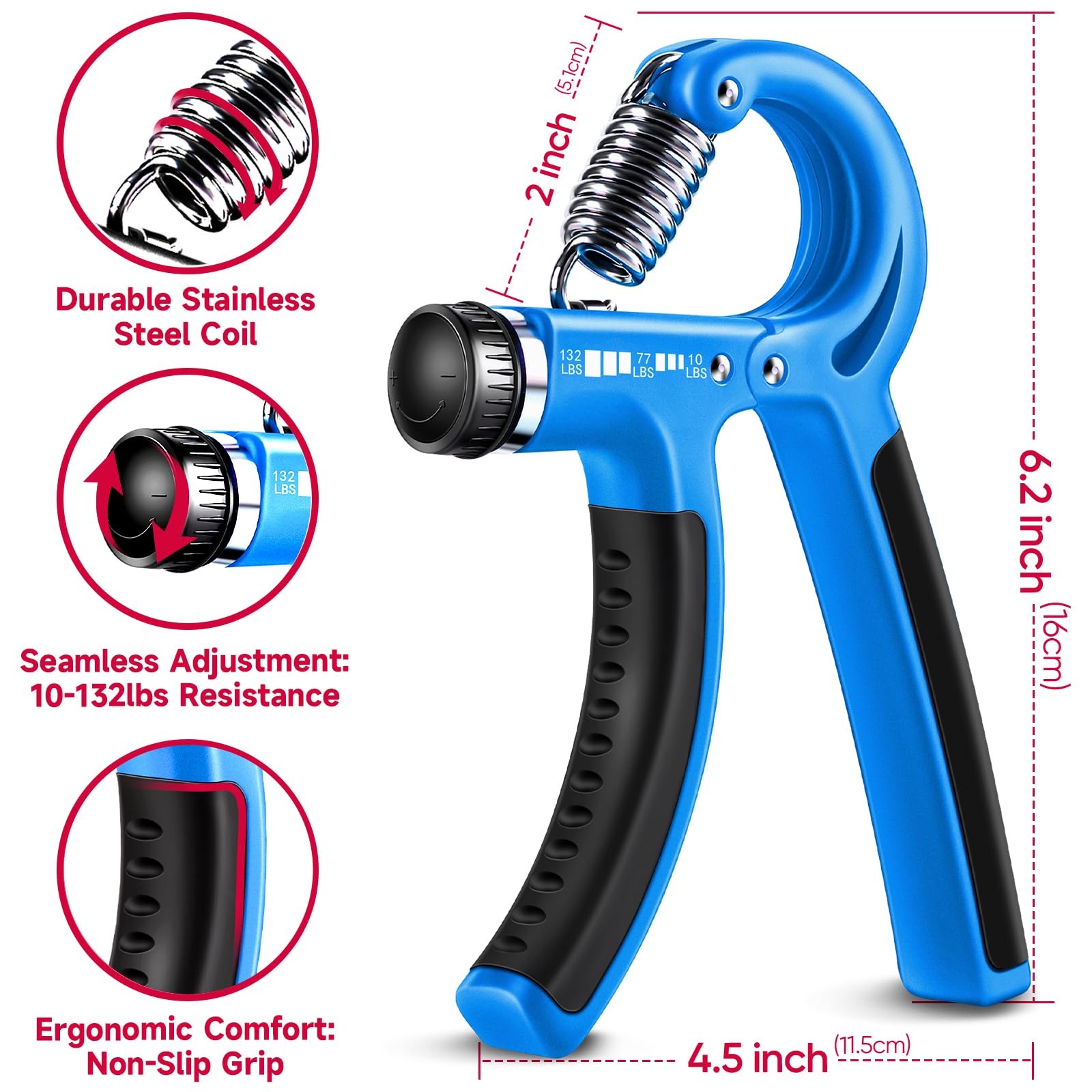 Adjustable Grip Strengthener Kit - 5 Pack Forearm Hand Resistance Tools