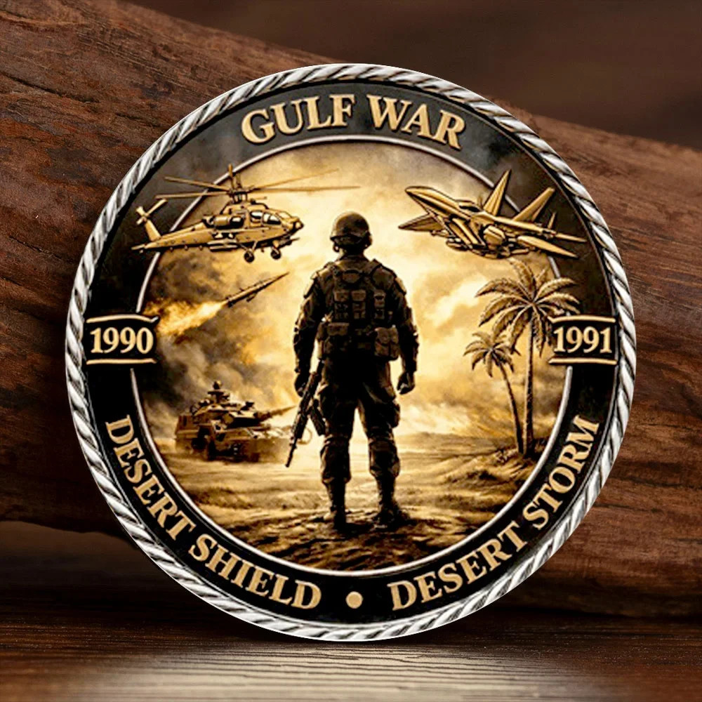 Gulf War Veteran Coin Desert Storm Shield 1990-1991 US Military Gift