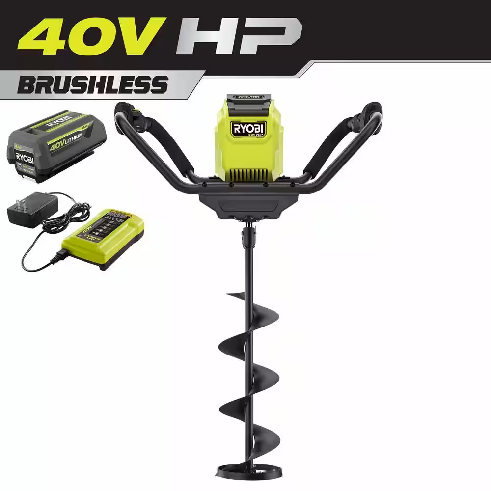 40V HP Ice Auger with 8 In. Bit, 4.0 Ah Battery, and Charger