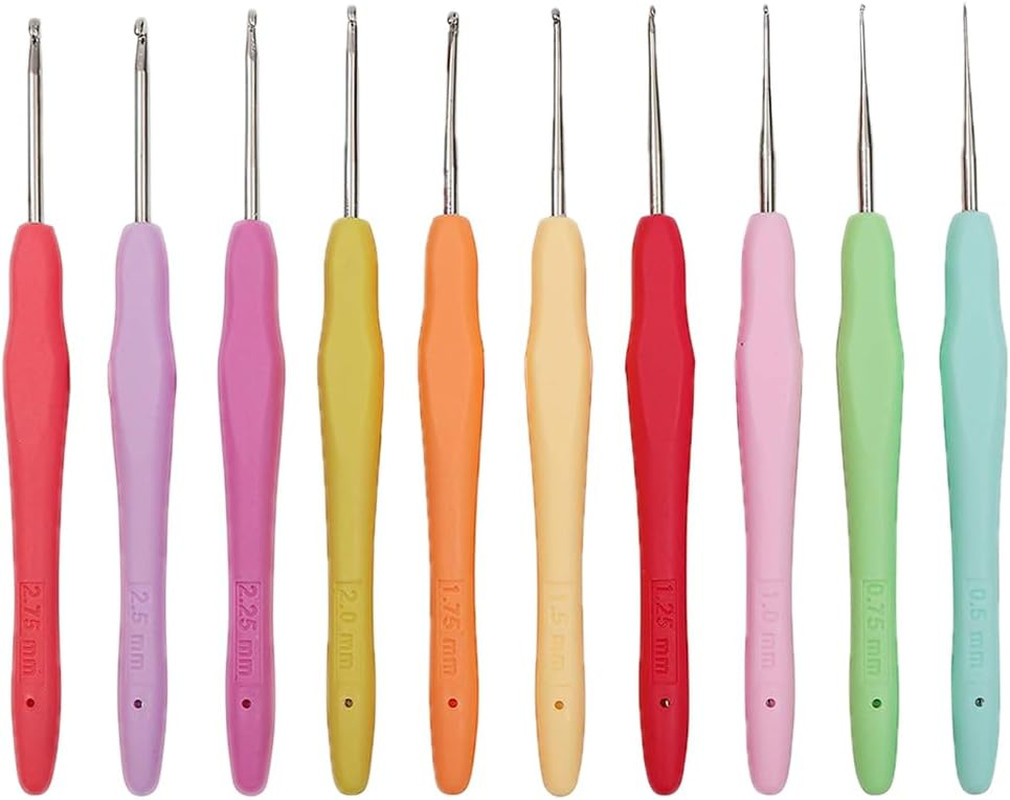 10 Size Small Crochet Hooks, Ergonomic Crochet Hooks for Thread 0.5Mm~2.75Mm