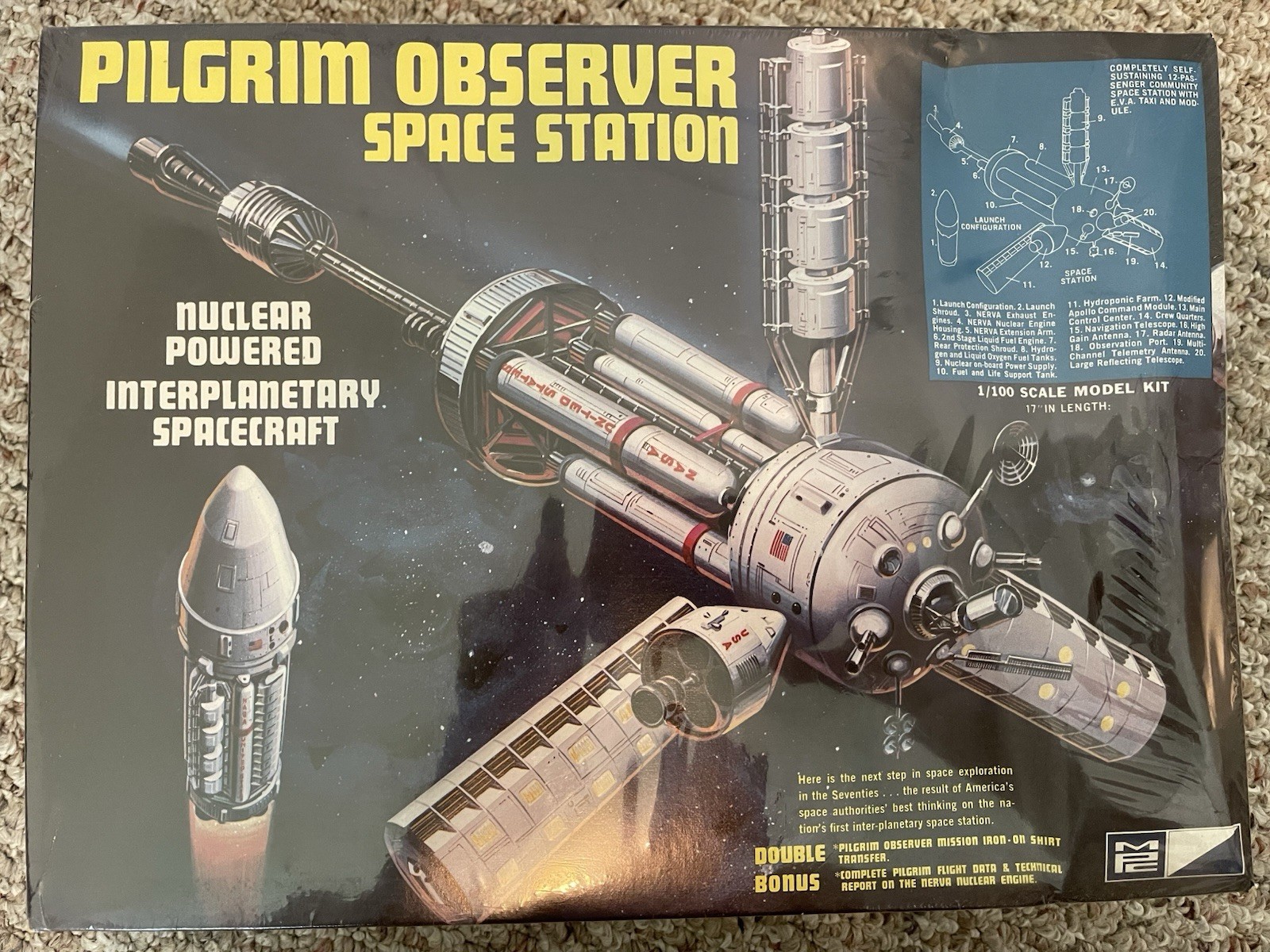 MPC Pilgrim Observer Space Station 1:100 Scale Unassembled Model Kit 17" .New.
