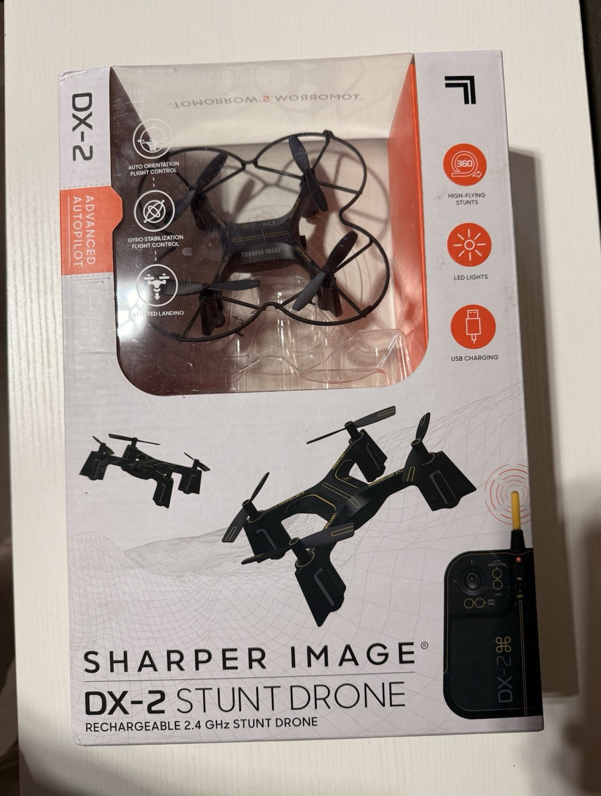 Sharper Image DX-2 Stunt Drone Quadcopter 2.4GHz LED Lights USB Charging