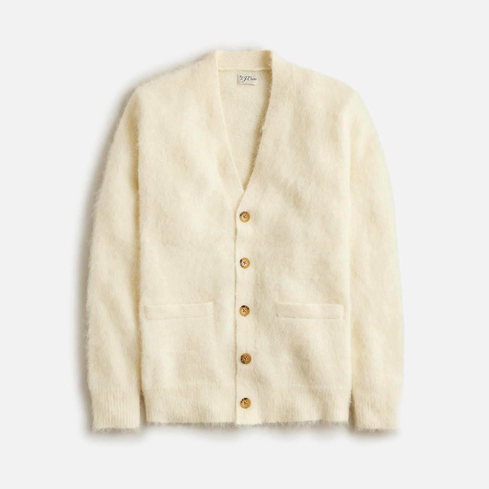 J.CREW Men's Alpaca-Blend V-Neck Cardigan Sweater Vanilla Cream NWT