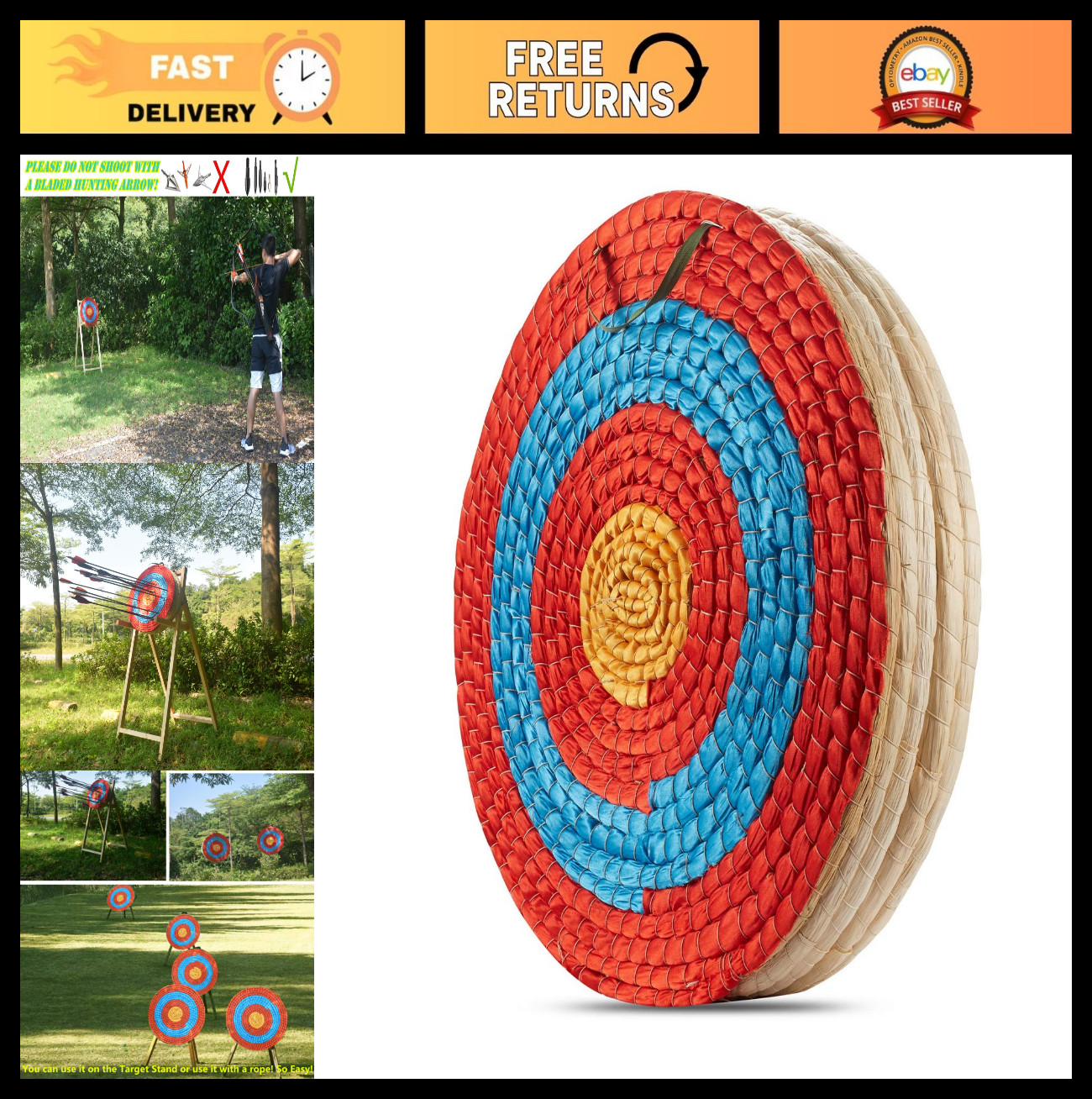 Handmade Straw Archery Target - Arrow Target for Recurve, Longbow & Compound Bow
