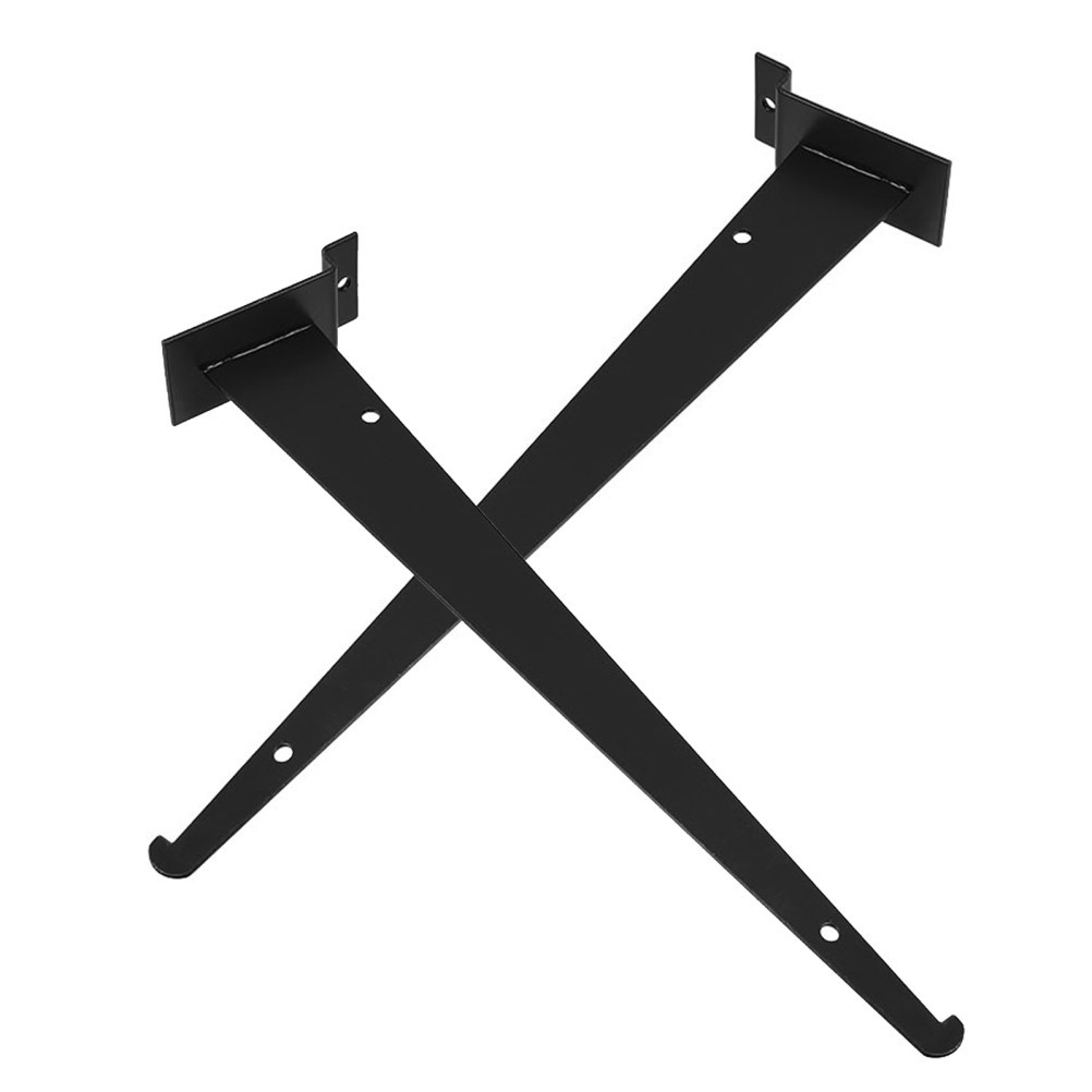 2Pcs Durable Metal Slatwall Brackets with Lip Heavy Duty Black Iron