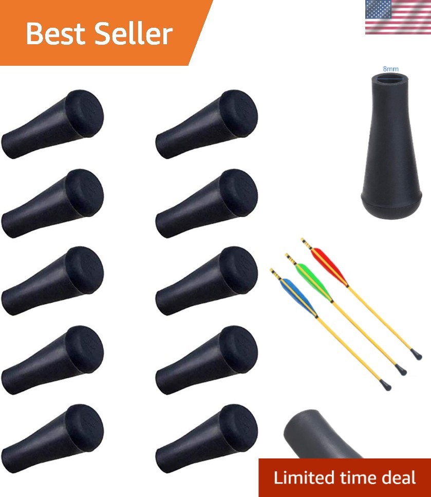 10-Pack Black Rubber Arrowheads for Safe Stump Shooting and Archery Training