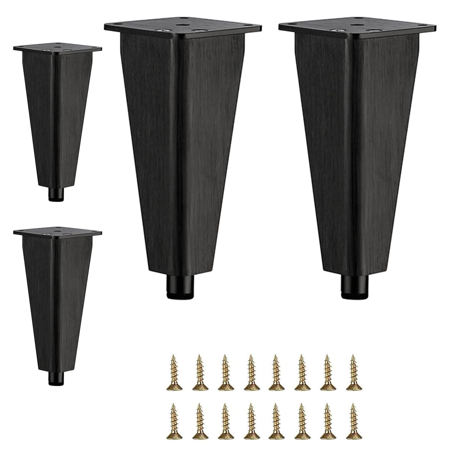 6 inch Brushed Black Aluminum Furniture Legs Set of 4, Adjustable Metal Dress...
