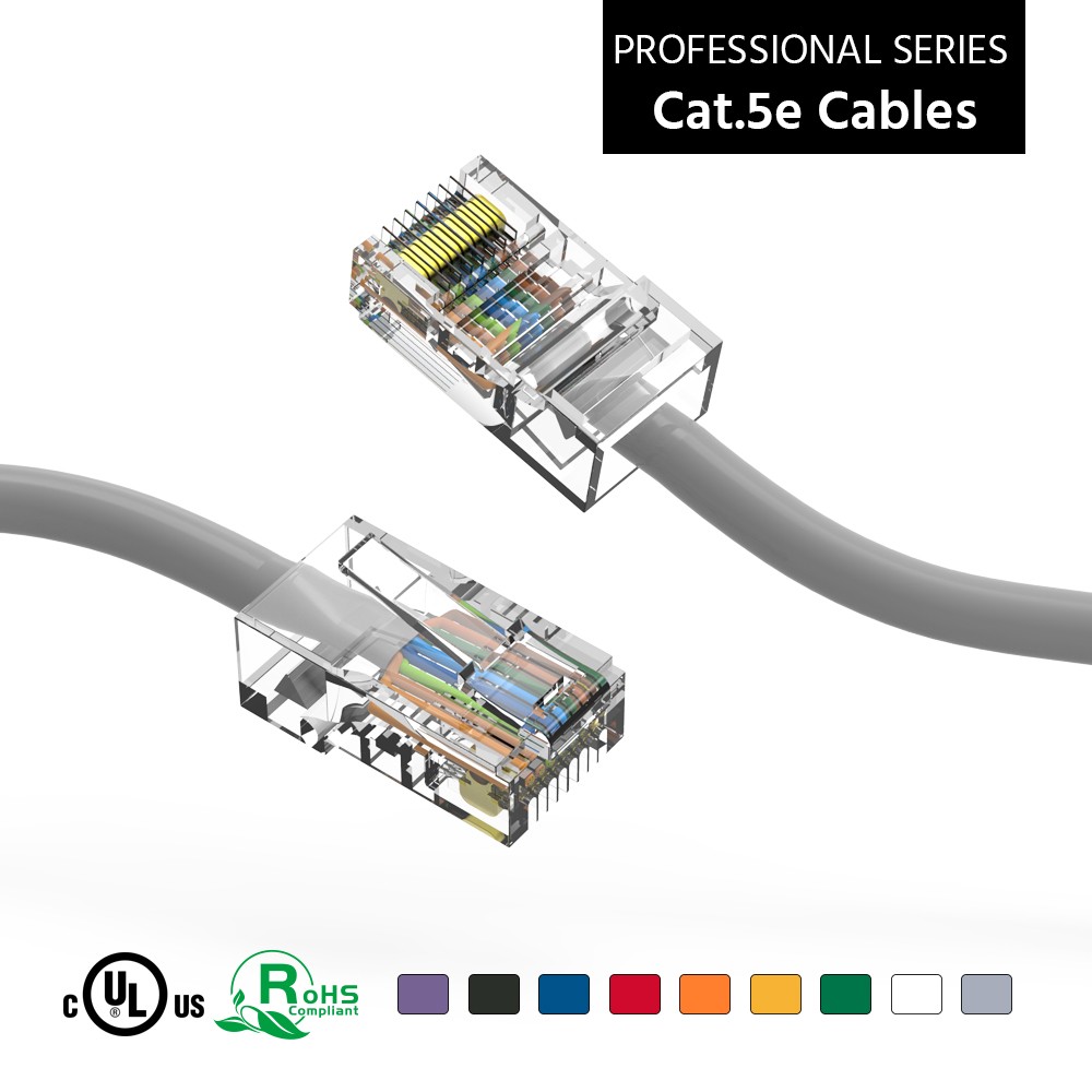7Ft CAT5E UTP Ethernet Network Non Booted Cable Gray