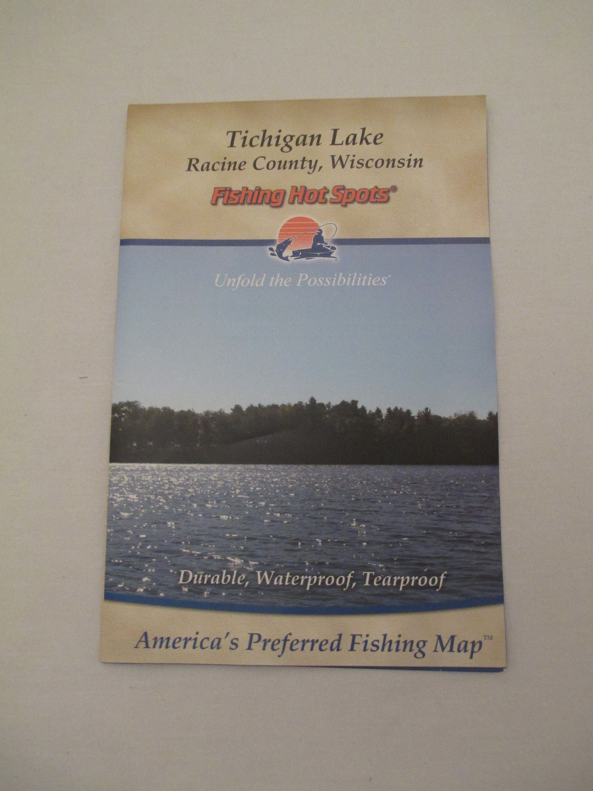 FISHING HOT SPOTS - TICHIGAN LAKE in RACINE COUNTY WISCONSIN - WATERPROOF MAP