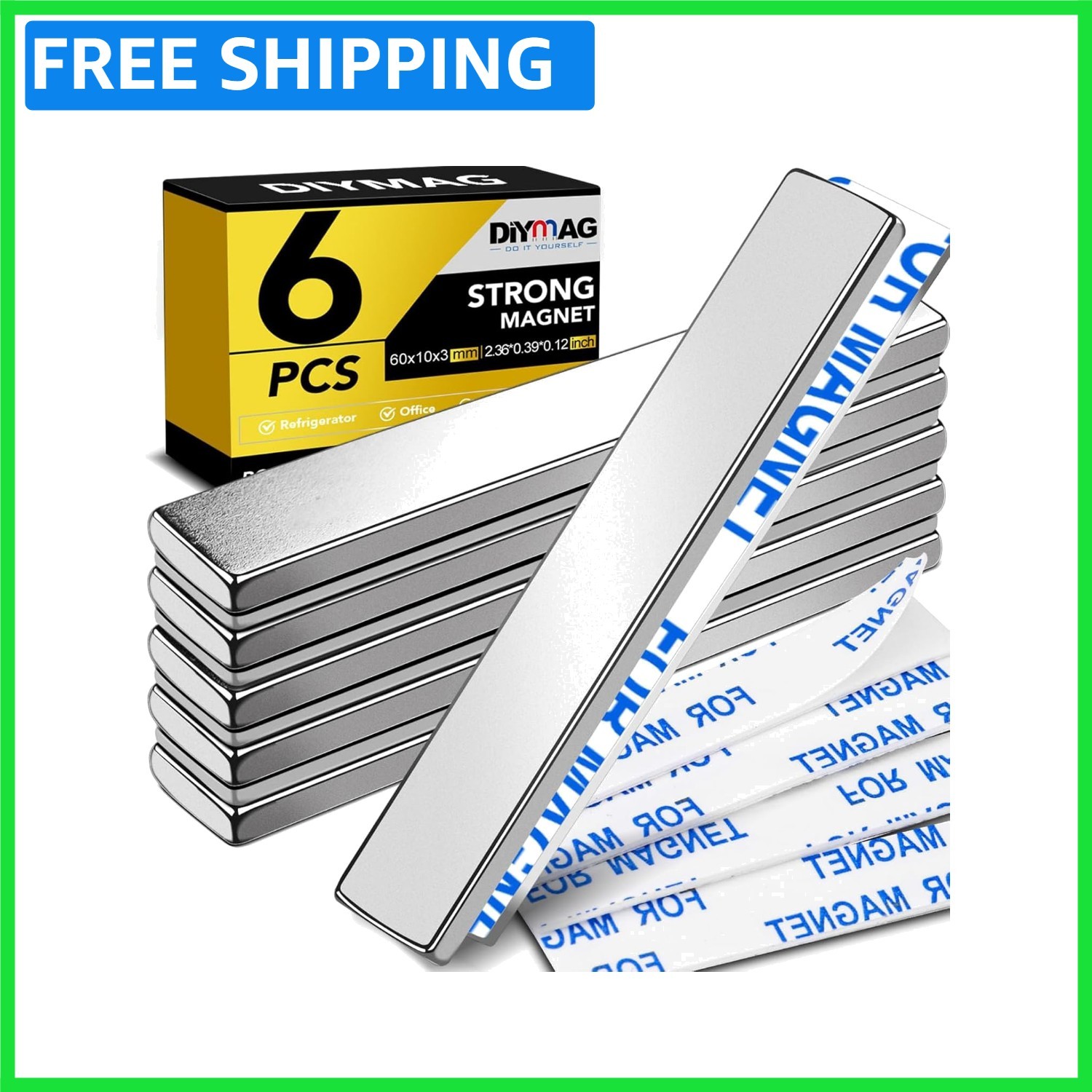 Versatile Neodymium Magnetic Bars with Adhesive, Ideal for Crafts & Science