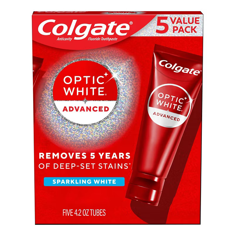 Colgate Optic White Advanced Whitening Toothpaste Mint 5 Pack x 4.2 Oz EXP-2028
