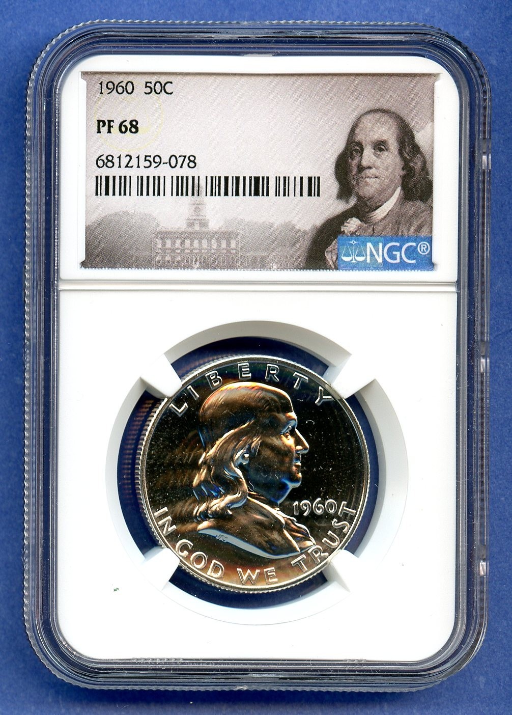 1960 NGC PF68 Franklin Silver Half 50c US Mint Proof 1960-P PR-68 Blast White