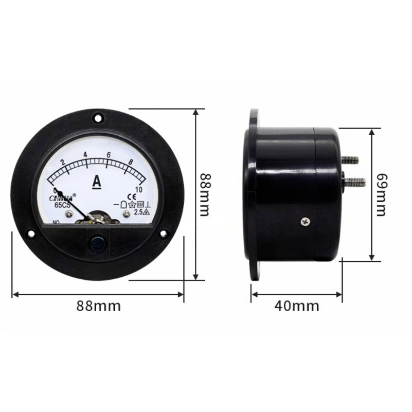 DC 1000A Round Analog Ammeter Panel AMP Current Meter Φ 90mm with shunt 65C5