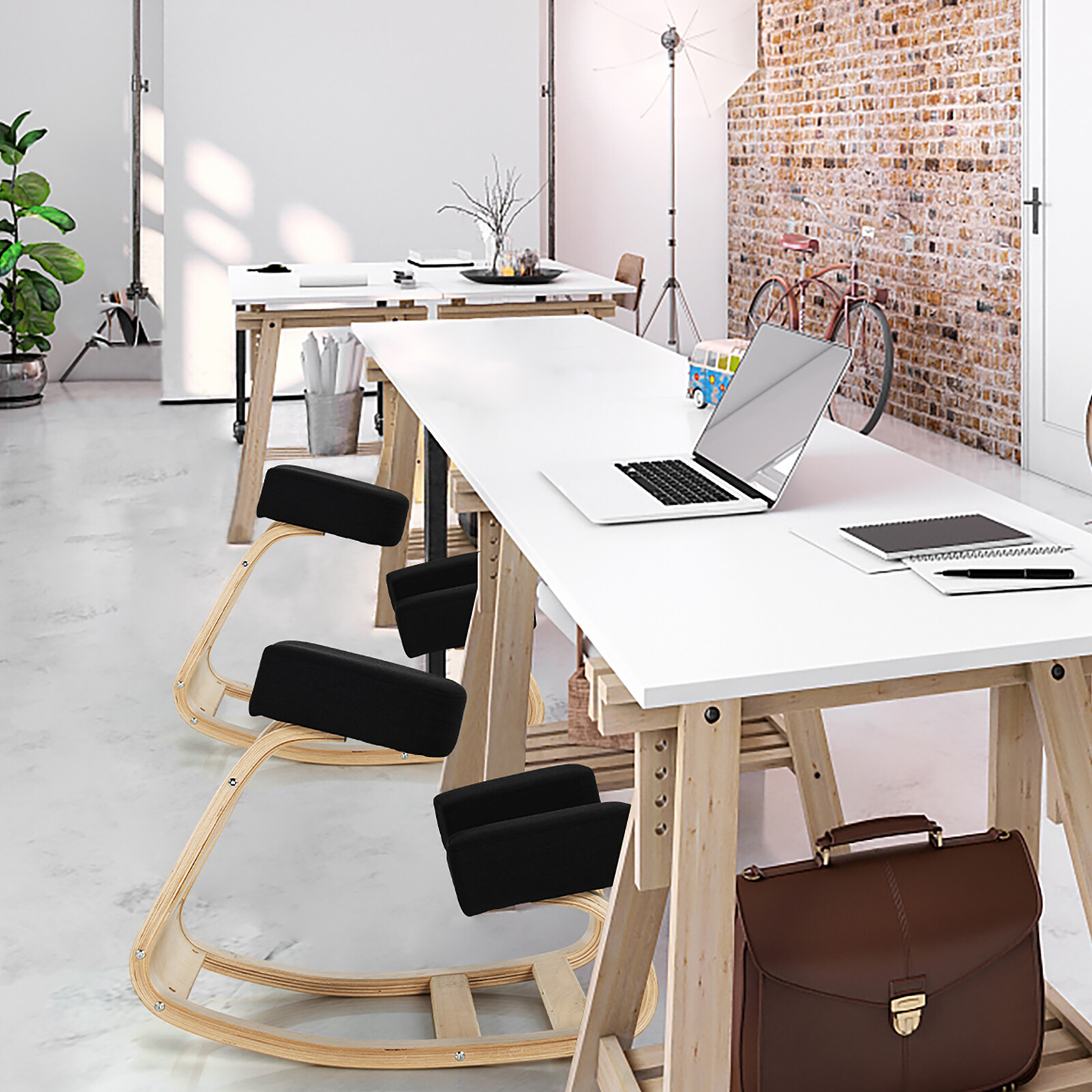 Costway Ergonomic Kneeling Chair Rocking Office Desk Stool Upright Posture Black
