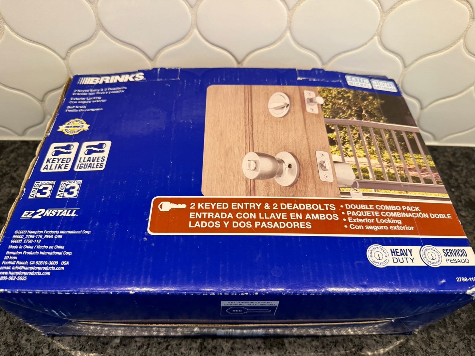 Brinks 2 Keyed Entry & 1 Deadbolt Partial Set. One Deadbolt Removed. No Keys.