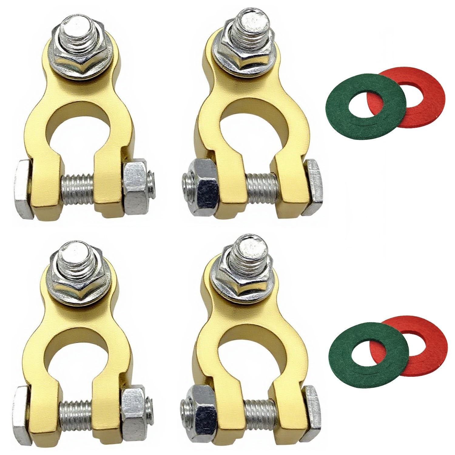 4 PCS Battery Terminal Connectors Brass M8 Top Post Cable Ends Clamp Truck RV