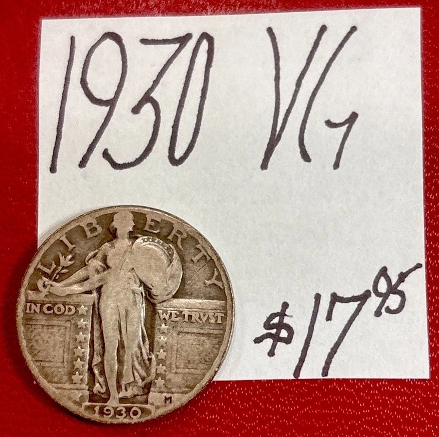 1930 25C Standing Liberty Silver Quarter. (VG) Very Good Condition! ENN Coins