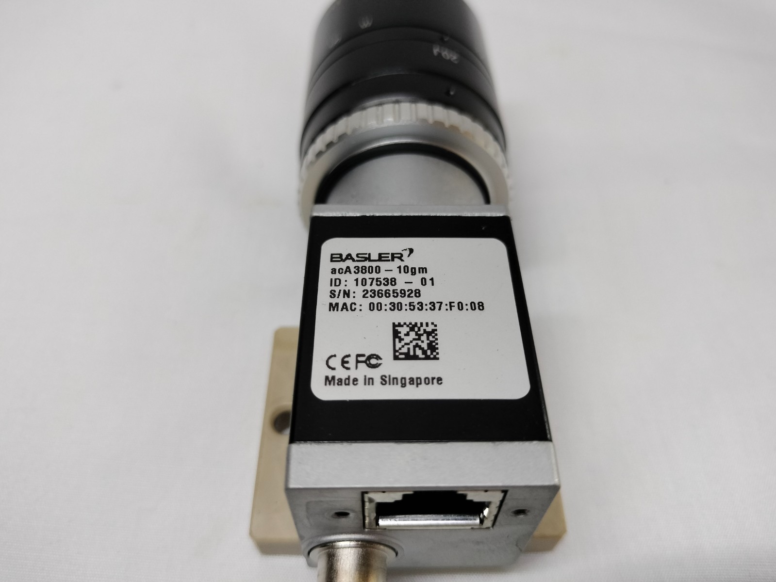 Basler acA3800-10gm acA380010gm Industrial CCD Camera w/ 8mm 1:1.4 Lens